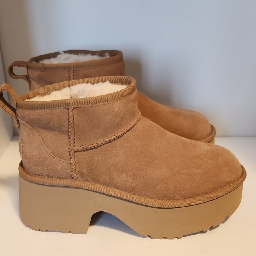 UGG Chestnut Suede Platform Boots